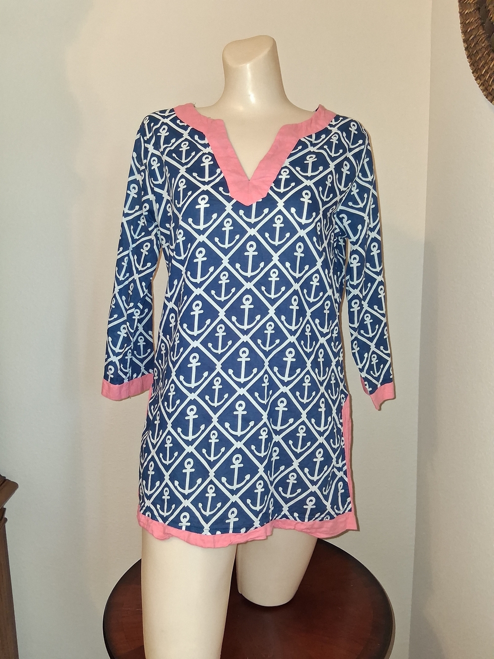 Linen Nautical Anchor Shirt Cover Up